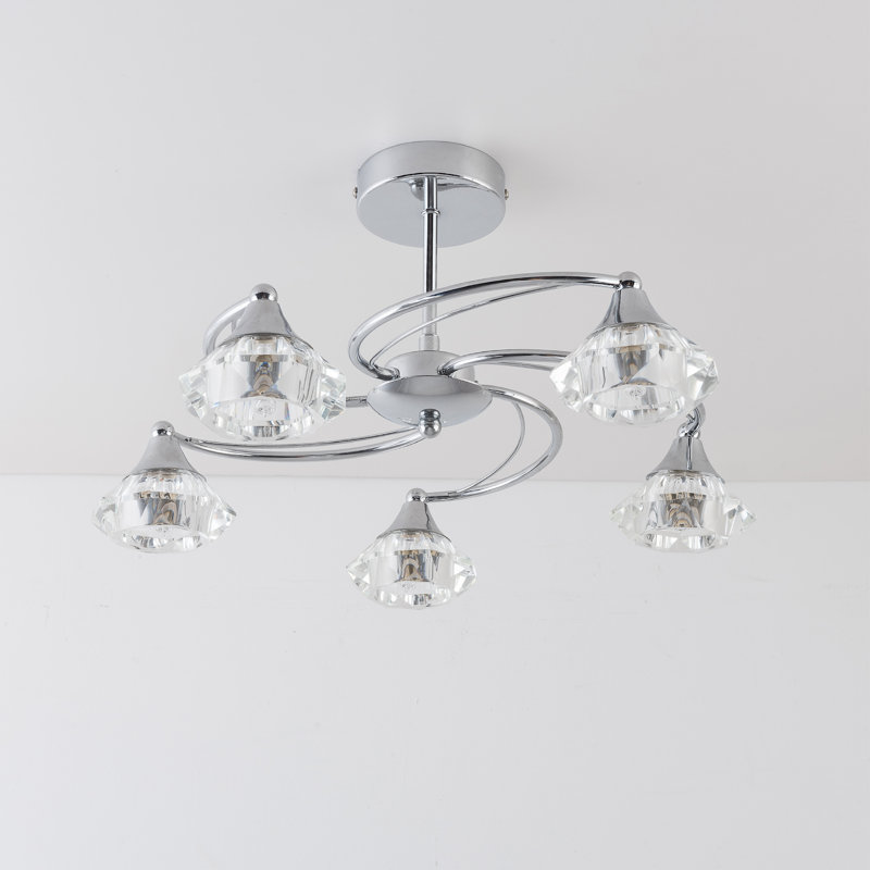 Aldiana Glass Semi Flush Mount, Polished Chrome