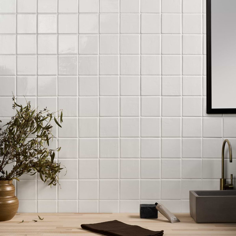 Atlas 3.39 In. X 3.93 In. Square Glossy Porcelain Floor And Wall Tile (4.73 Sq. Ft. / Case)