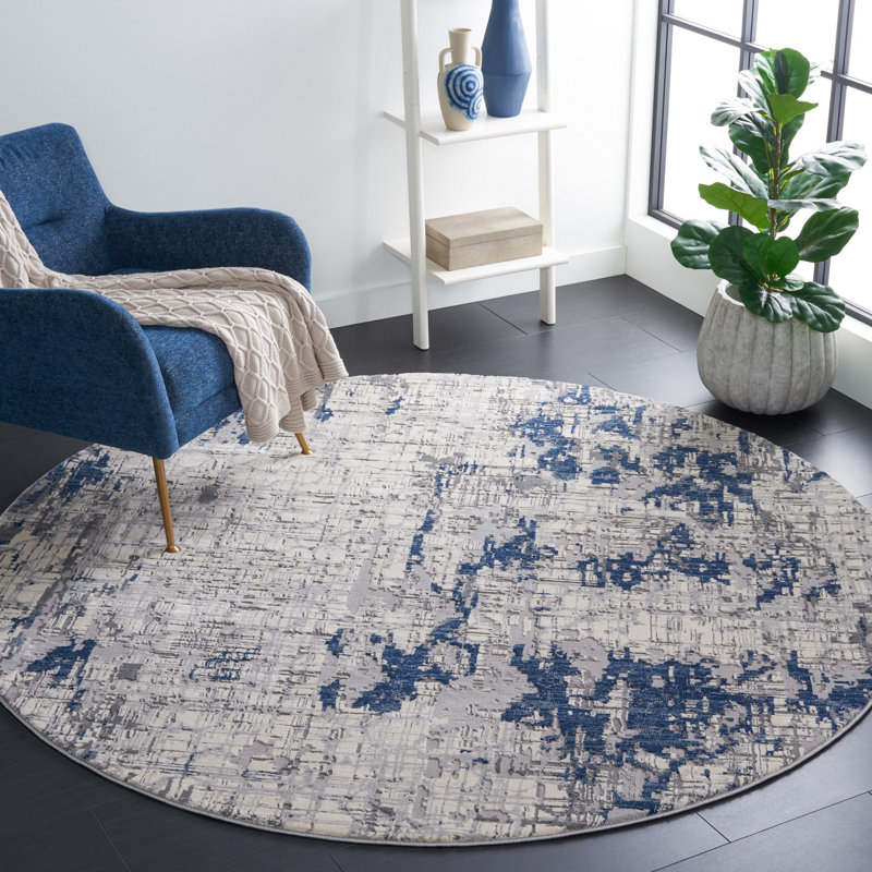 Eliene 100 Performance Abstract Rug, Round 6'7"