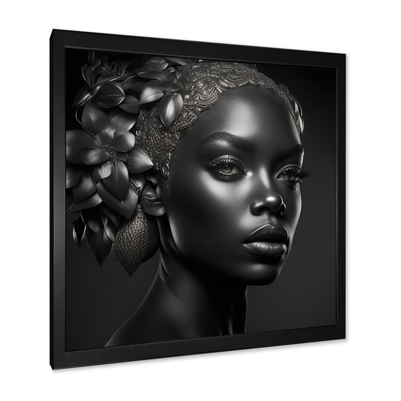 Bohemian Flower Coiffe I - reproduction sur toile, Impression noire sur toile encadrée, H 16 po x l 16 po x P 1 po