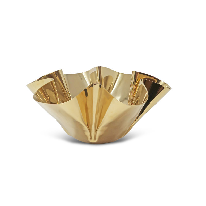 Willemijn Serving Bowl, 1" H x 13.5" W x 13.5" D, Gold