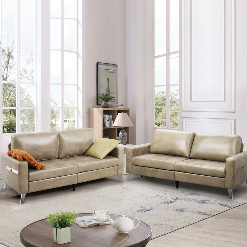 Canapé à accoudoirs arrondis 79 po avec coussins réversibles Hannalise, Crème
