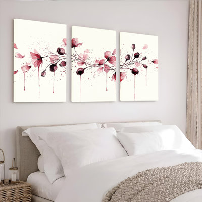 Ensemble de 3 tableaux muraux floraux sur toile tendue, pour la décoration du salon et de la chambre.
