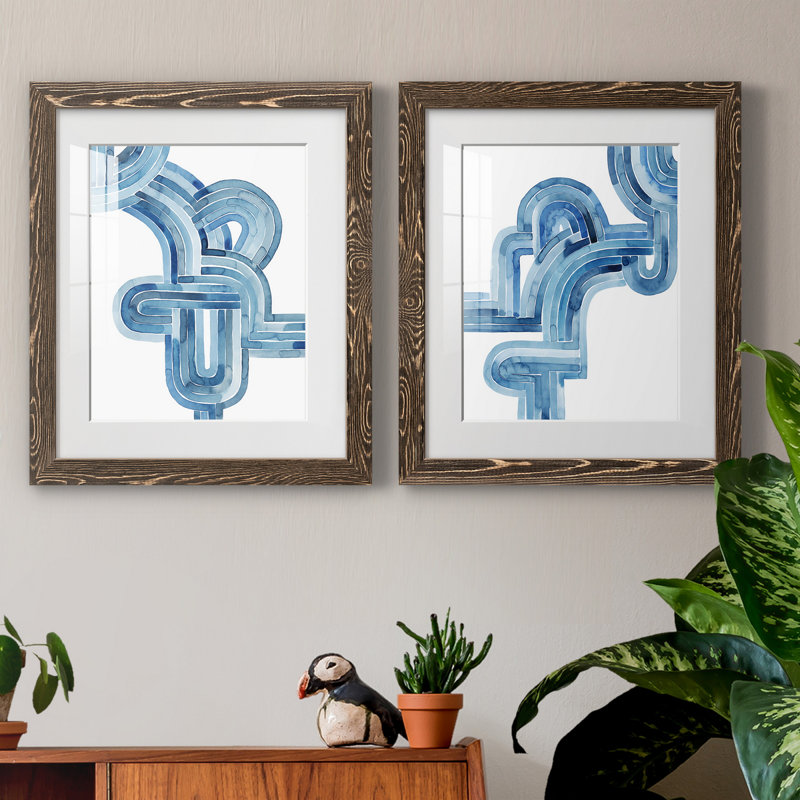 «Blue Braid I», ensemble de 2 impressions encadrées, H 24 po x l 36 po x P 1,5 po, Cadre en papier gris