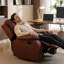 Canapé inclinable rouge en polyuréthane et PVC - Cuir respirant, structure en bois massif, fauteuil inclinable réglable avec support lombaire ergonomique, chaise de salon résistante aux égratignures
