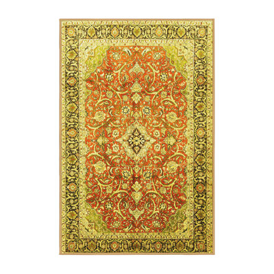 Tapis traditionnels jaunes lavables à la machine 1058