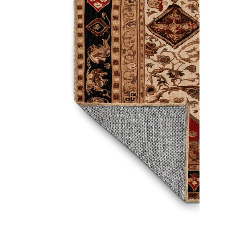 Tapis brun français lavable à la machine, Rond 5 pi