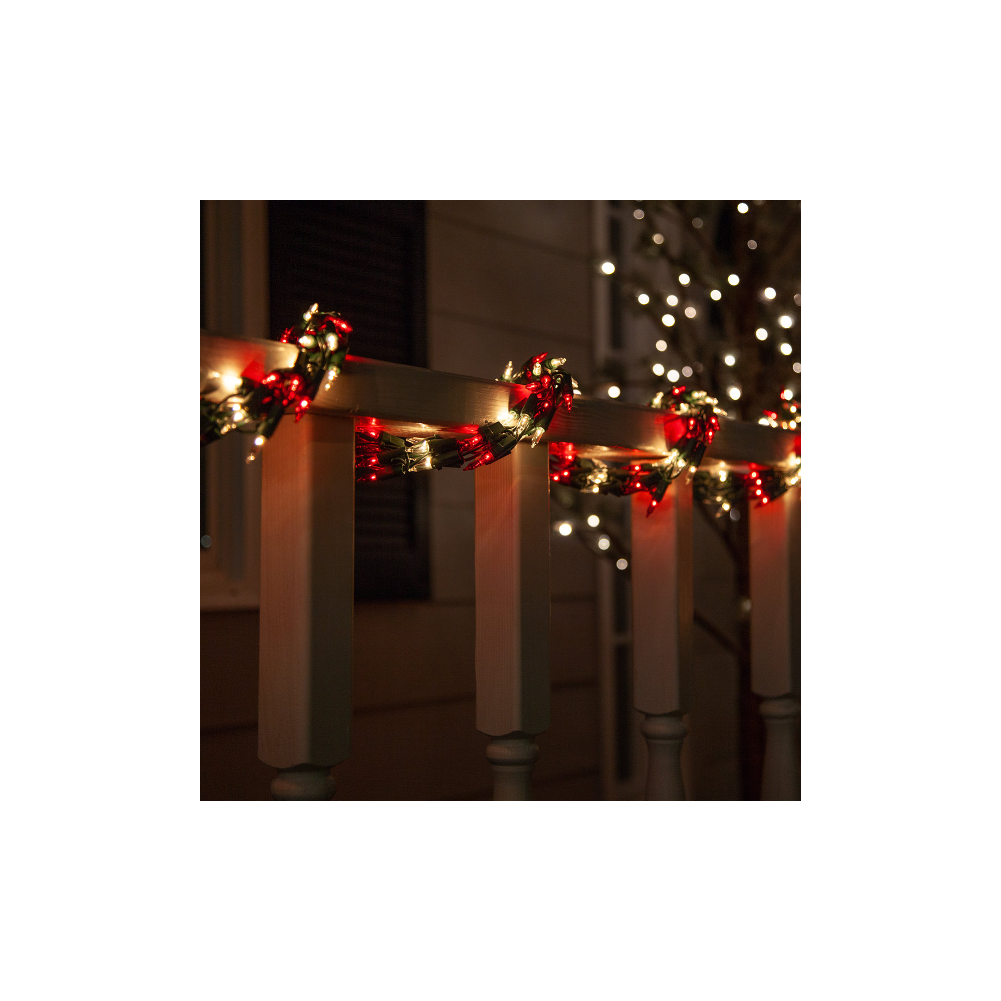 300 Bulb Garland String Lighting, Red and Clear