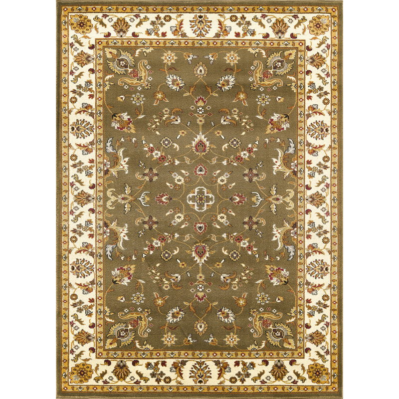 Contemporary Indoor Area Rug, Rectangle 5'3" x 7'3", Green