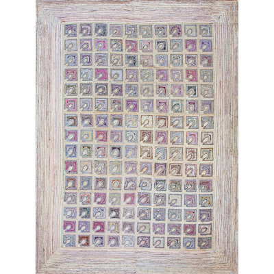 Tapis ivoire antique en laine des années 1890