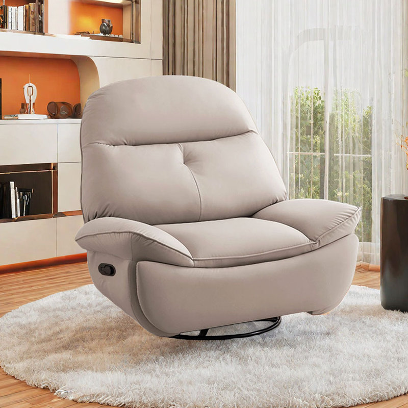 Zeanna Faux Leather Recliner, Beige Gray