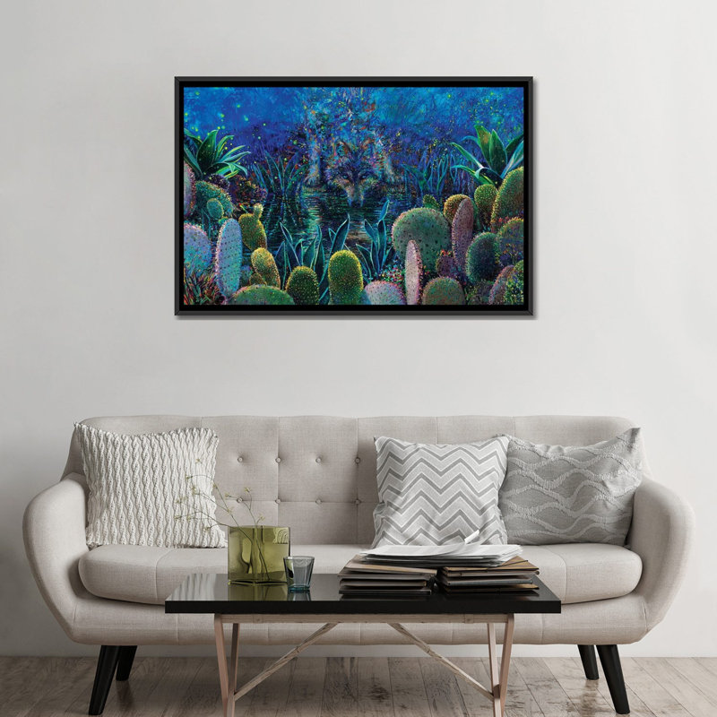 "Lobo Sirocco" par Iris Scott, reproduction d’art, H 32 po x l 48 po x 1,5 po, Toile avec cadre noir, Pas de tapis