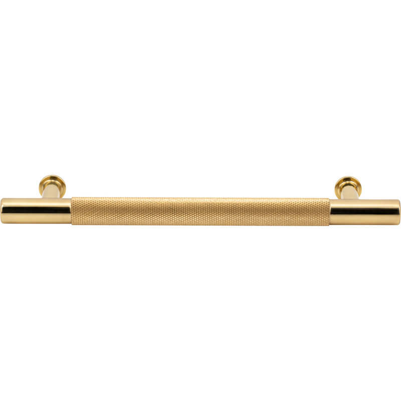 Beliza Knurled Bar Pull, Polished Brass, 3 3/4"