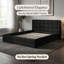 Grand lit plateforme tapissier en noir - Design moderne, aucun sommier nécessaire-486156393