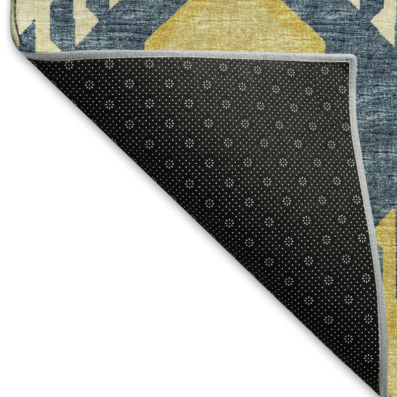 Tapis jaune Premium Alliah AMF108 lavable à la machine, Rectangle de 10 pi x 14 pi