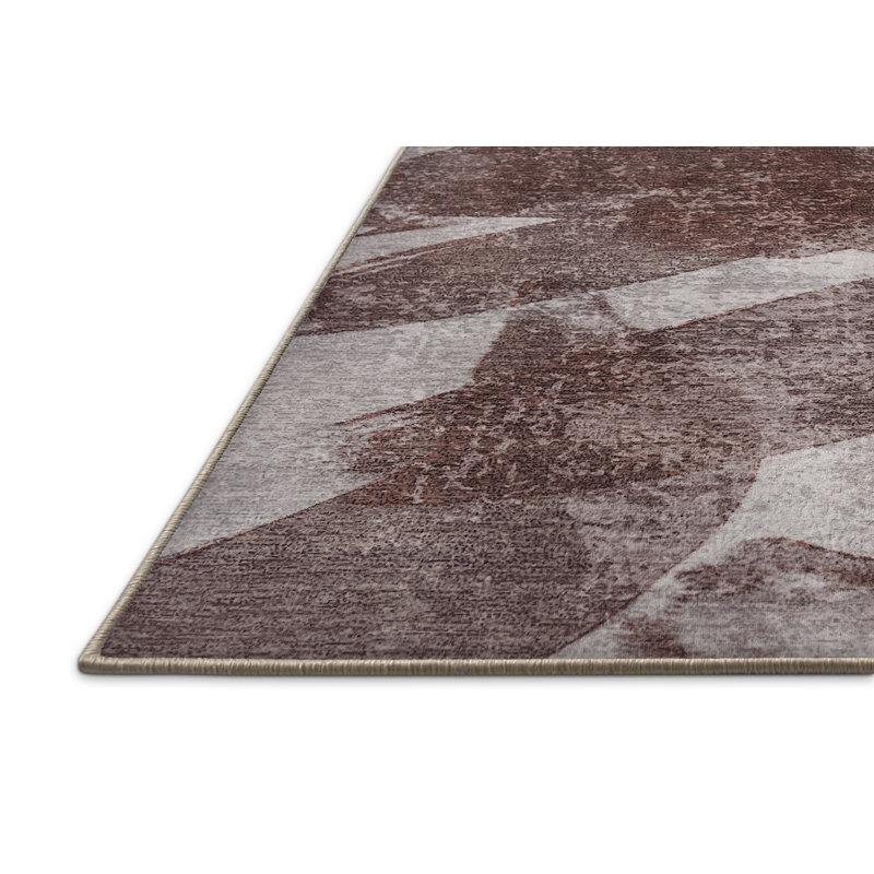 Tapis rectangulaire en polyester tissé à la machine à motif abstrait Lepanto, Rectangle 3 pi x 5 pi