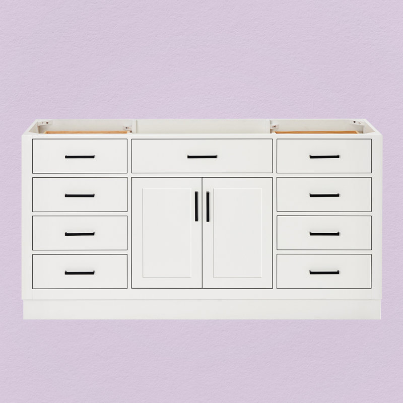 Base de meuble-lavabo simple en bois massif de 66 po Osoria, Blanc