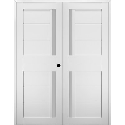 Porte standard à panneaux en bois manufacturé et verre préfini Esta