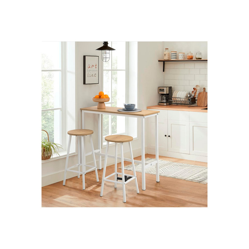 Table de bar rectangulaire en métal - l 39 po x H 35 po x P 16 po, Chêne / Blanc