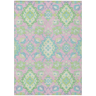 Vespera Pink Washable Indoor-Outdoor Rug - 