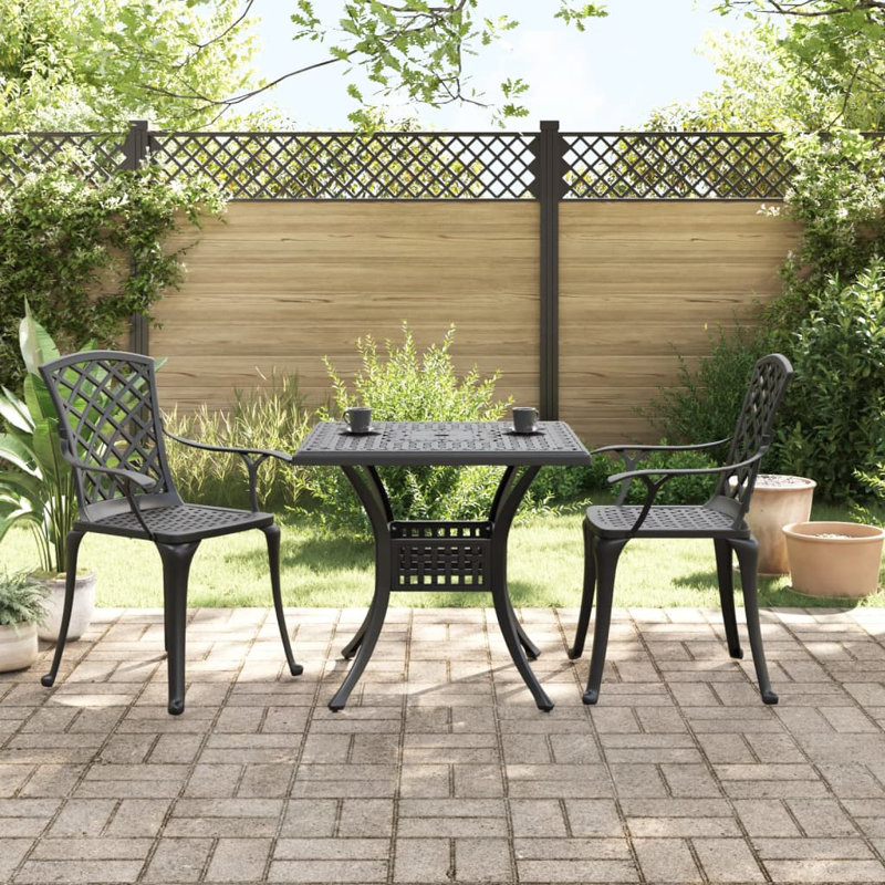 3 Piece Bistro Set Cast Aluminium, Black