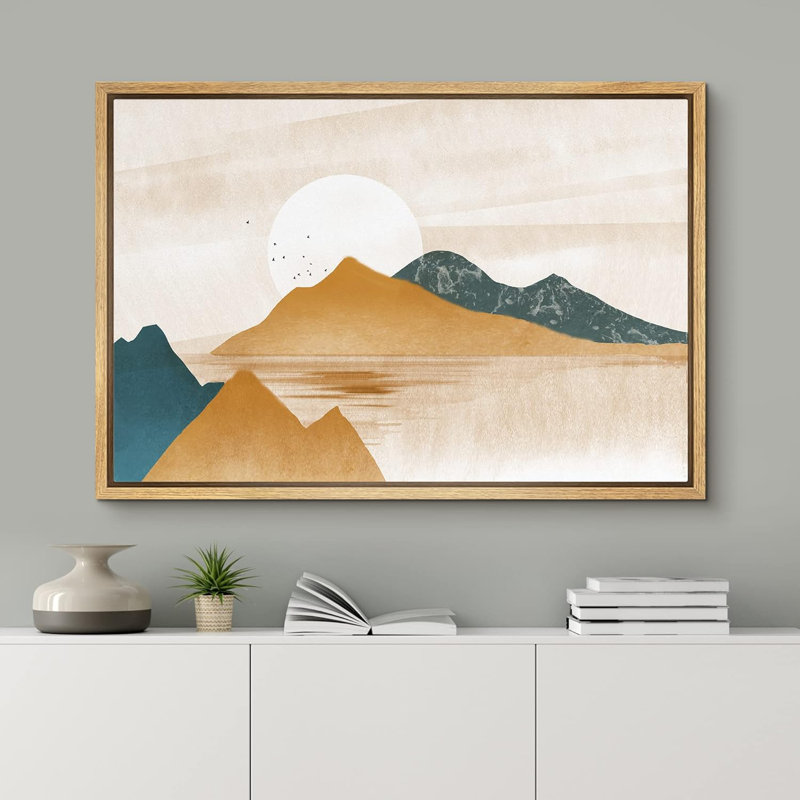 «Rustic Tan Mountain Range Valley Nature Art Modern Farmhouse Country Landscape» sur toile, H 24 po x l 36 po, Naturel