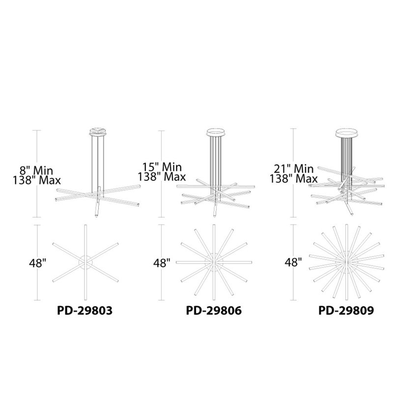Frampton Cotterell 9 - Light LED Pendant, Brushed Aluminum
