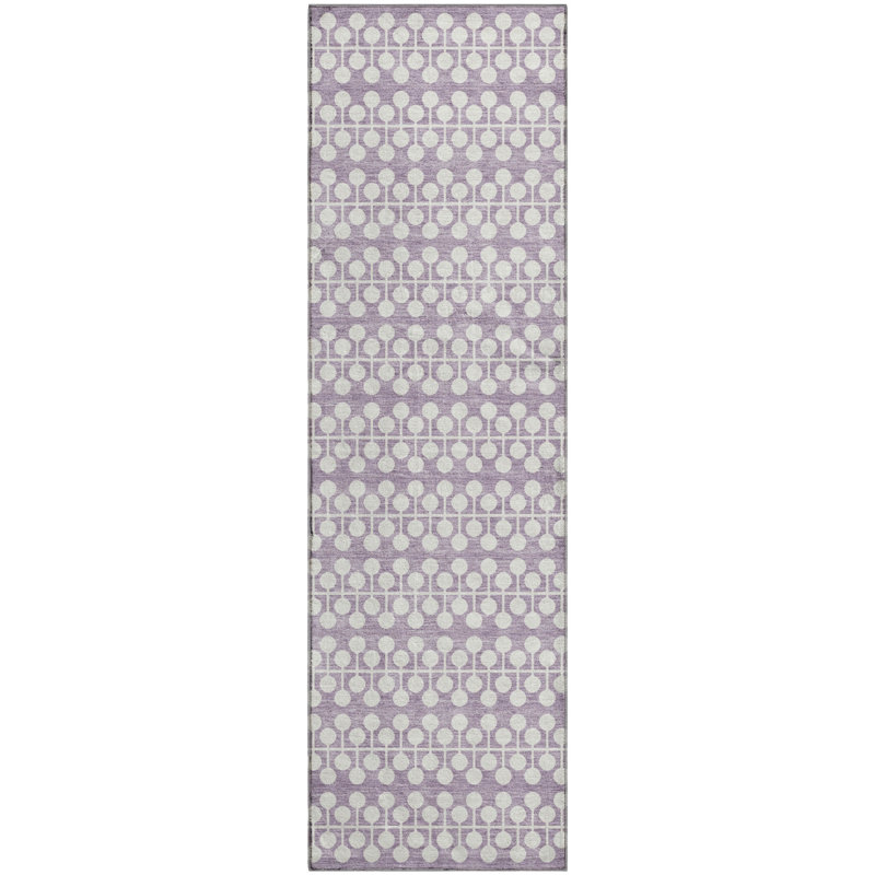 Premium Machine Washable Mayfield AMF2247 Geometric Rug, 2'3" x 7'6" Runner, Lavender