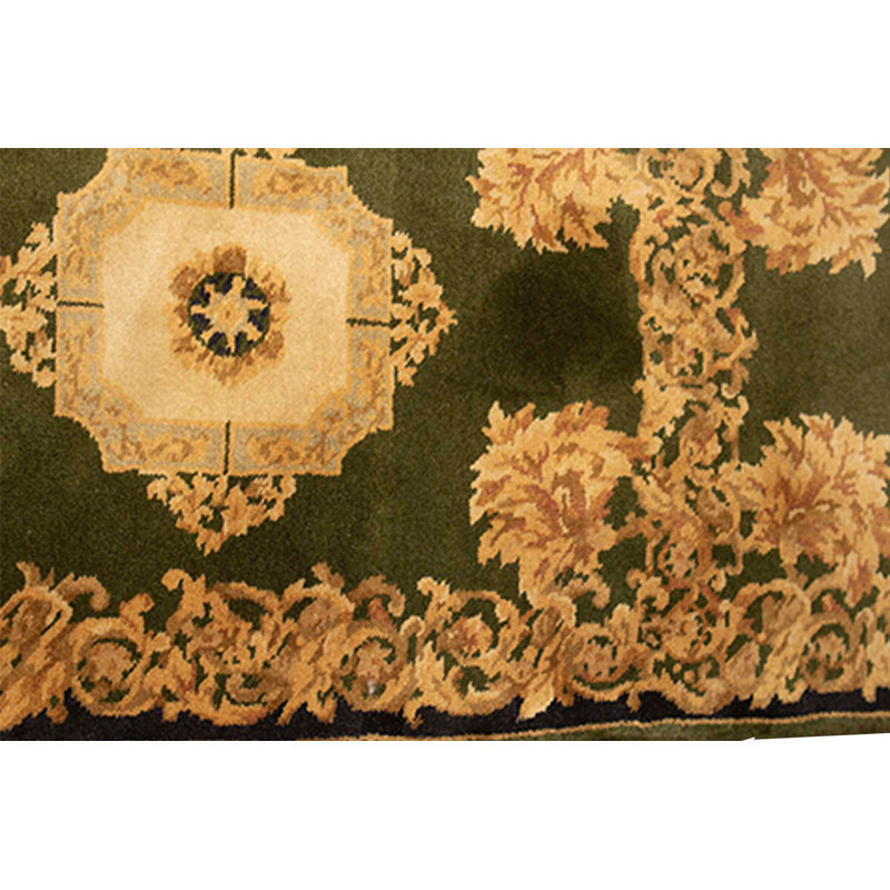 Ikat Hand-Knotted Wool Green/Gold Area Rug