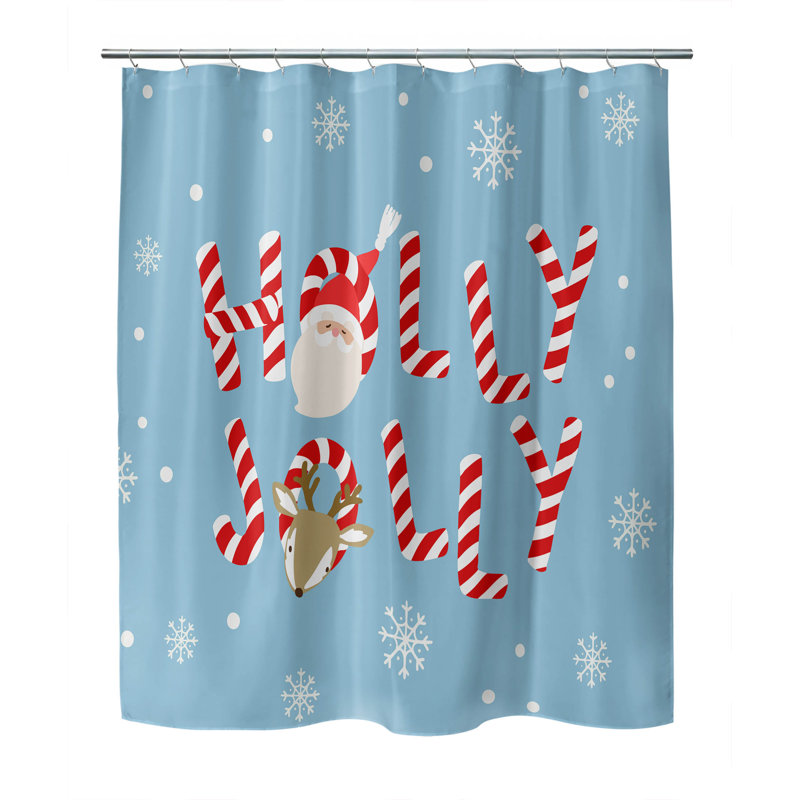 Rideau de douche Holly Jolly, Bleu