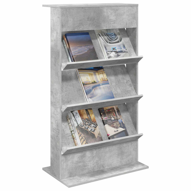 Wood Free Standing Magazine Rack, Concrete Grey