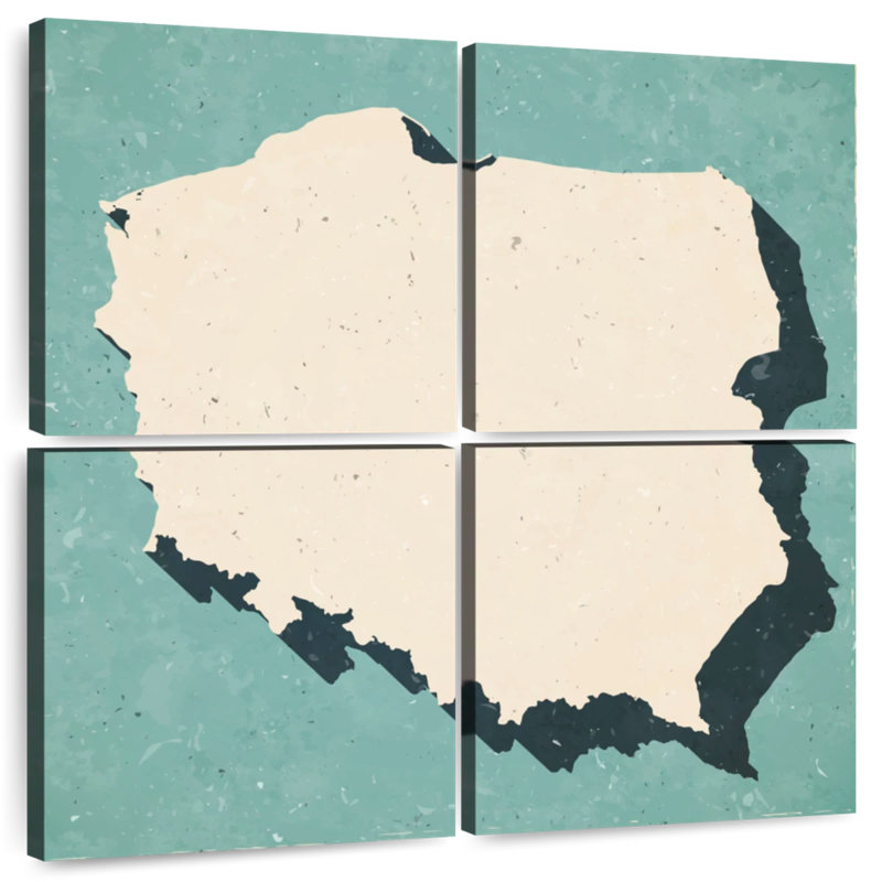 Carte de la Pologne rétro Aliaz, H 74 po x l 74 po