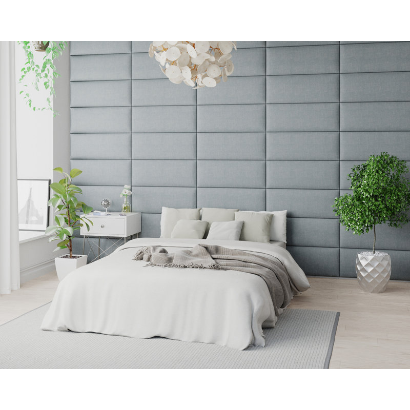 Karalina 30 cm x 75 cm Peel and Stick Upholstered Wall Paneling in Sky