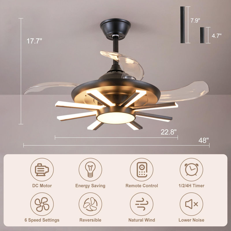 Arleth Ceiling Fan with LED Lights, 42.51"