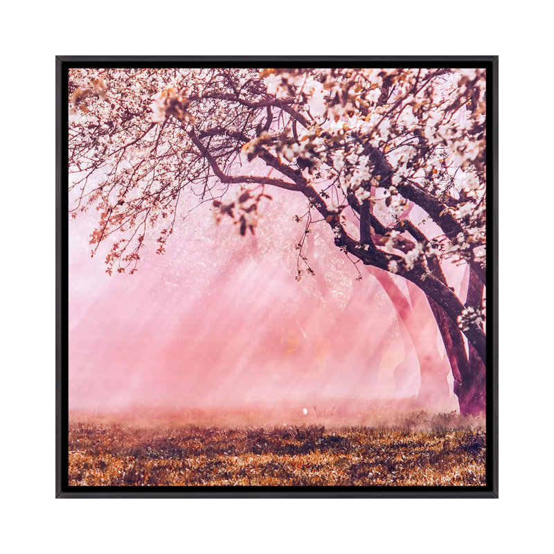 « Sunrise Blossom » par Hobopeeba-impression, H 18 po x l 18 po x 1,5 po, Pas de tapis, Toile avec cadre noir patiné