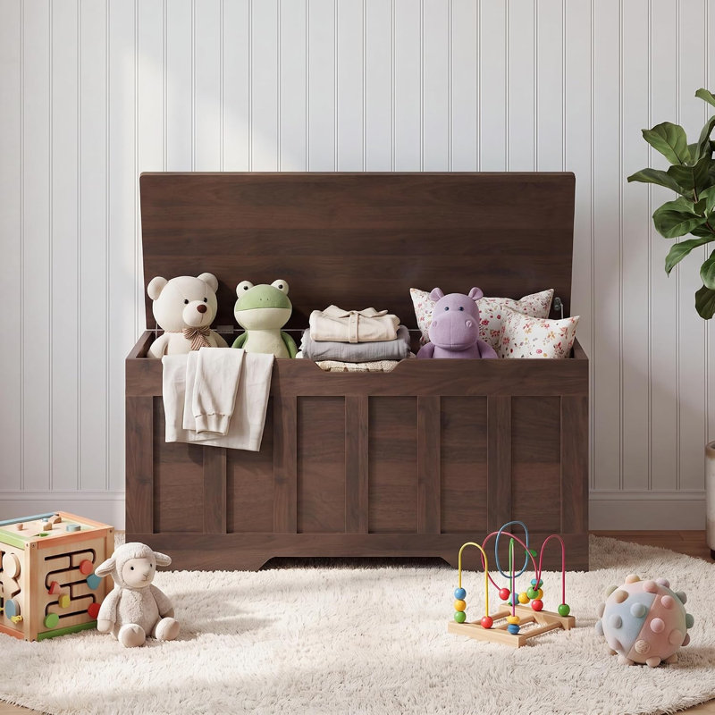 Très grand banc de rangement 39,4 "avec charnières de sécurité, 39.4”, Noyer
