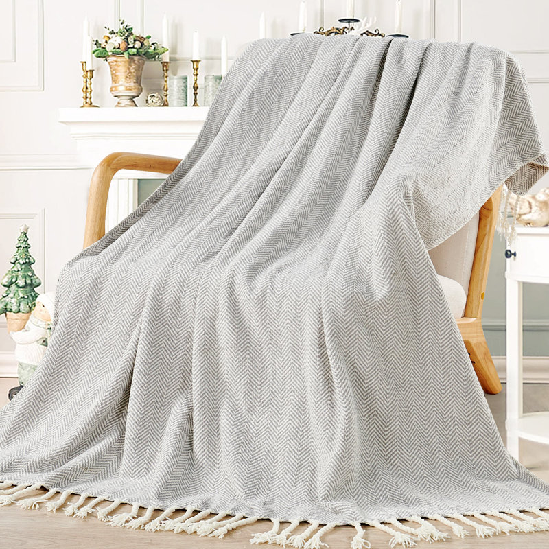 Knitted Throw Blanket, Grey