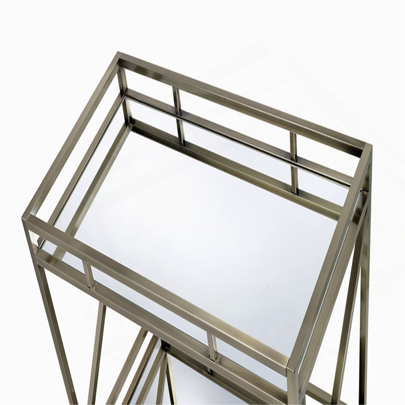 Mirrored & Serving Cart, 35" H x 20" W x 34" D, Antique Gold