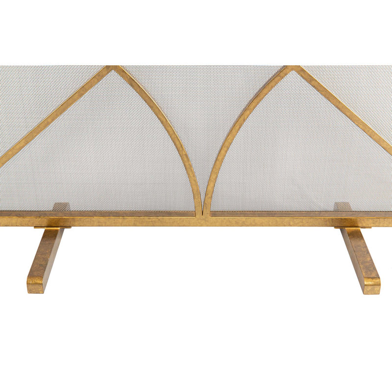 Boxwoods Bifold Iron Fireplace Screen, Royal Gold
