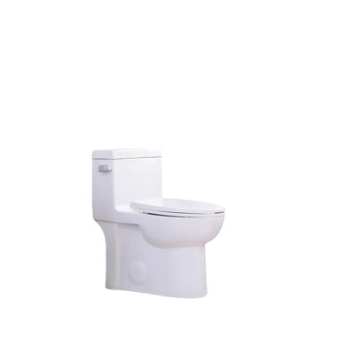 Toilette une pièce à économie d'eau 1,28 po, conception allongée et confortable, siège à fermeture en douceur, chasse d'eau de 1000 grammes, blanc brillant 003S, toilette pour installation au sol de la salle de bain, forme, housse de siège à ferme