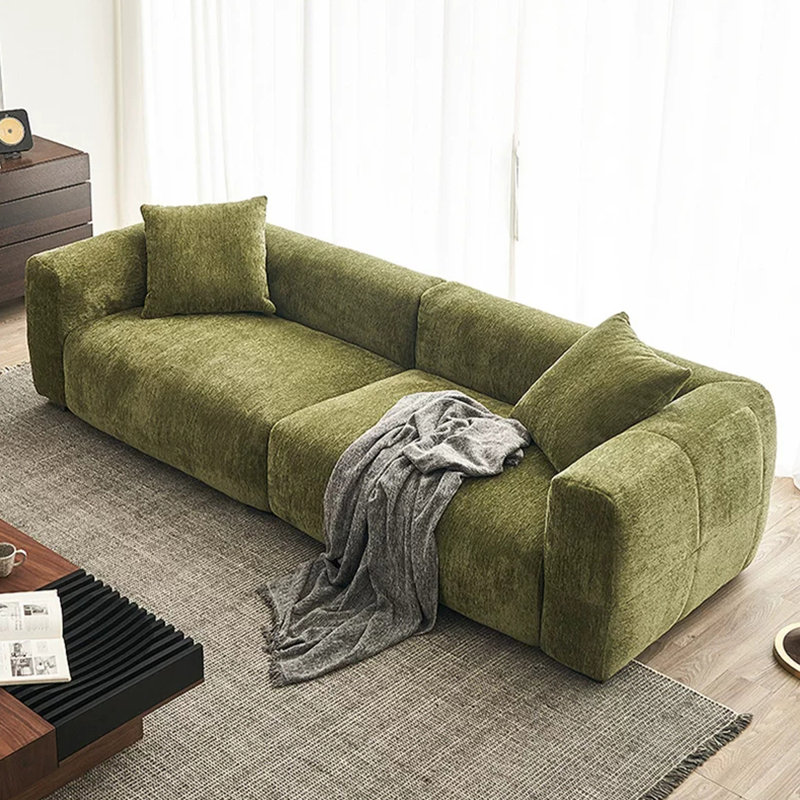 Coussin en velours vert, H 26,57 po x l 110,24 po x P 42,52 po