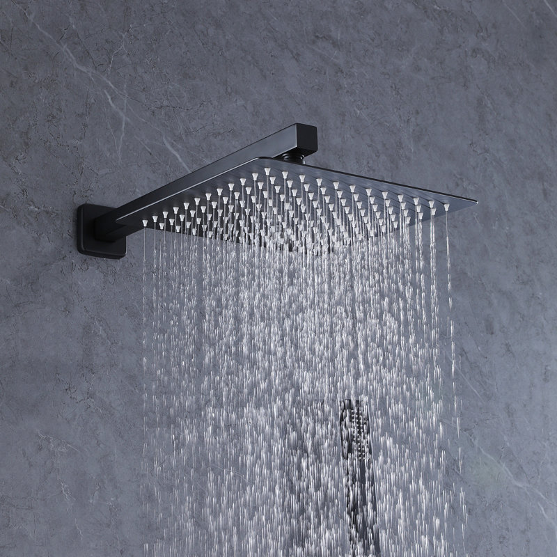 Matte Black Stainless Steel Rain Shower Faucet Set