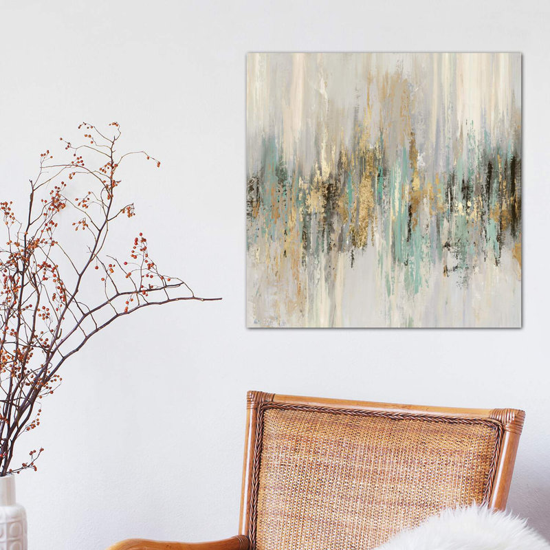 «Dripping Gold II» par Tom Reeves - reproduction d'art, H 18 po x l 18 po x 1,5 po, Toile tendue