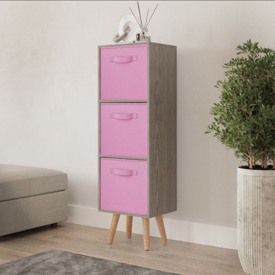 Cedar 3-Tier 3-Drawer Cube Shelving Unit with Scandinavian Legs