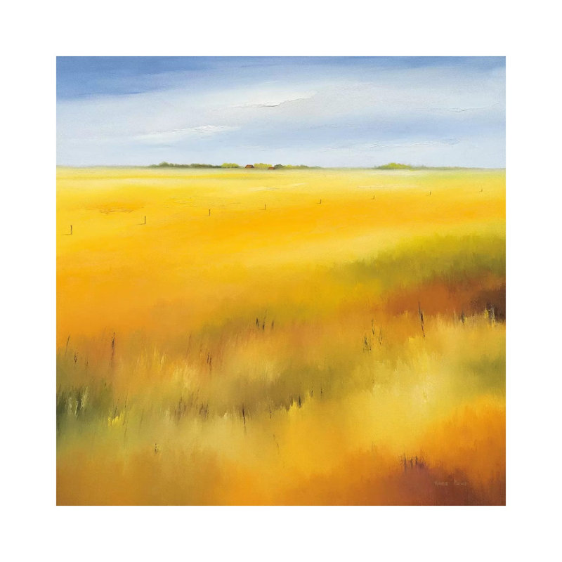 Yellow Field II by Hans Paus - Wrapped Canvas Painting, 30.48 cm H x 30.48 cm W