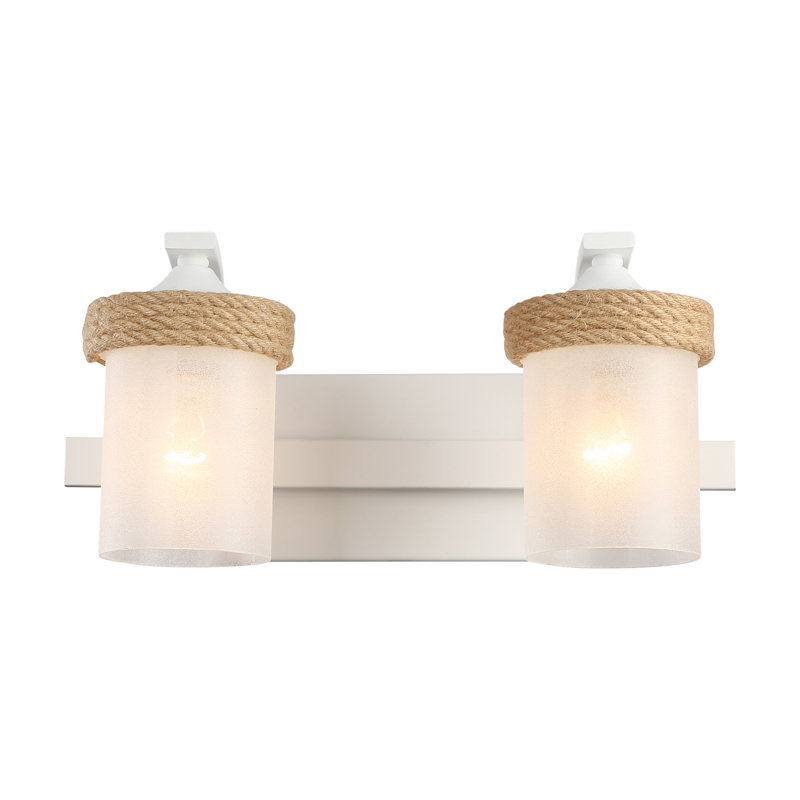 Chatham 2-Light Vanity Light in Natural White with Clear Sandblasted Glass