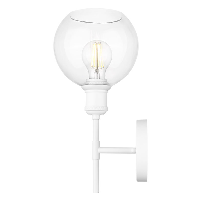 Applique murale 1 lumière avec verre transparent Aamin, Blanc mat