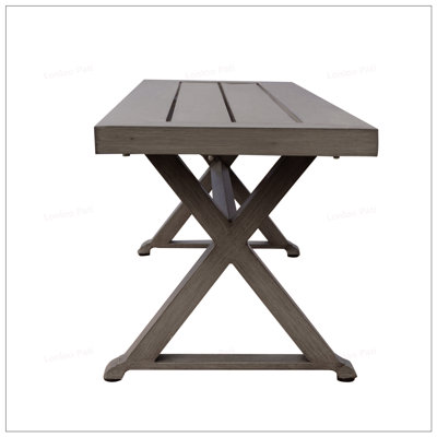 Modern Outdoor Aluminum Dining Bench with Sleek Slat Design and Durable Rust-Resistant Frame, Perfect for Contemporary Patio Decor