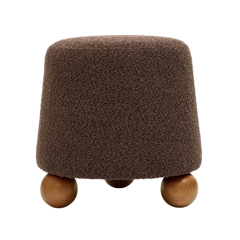 Tabouret Jaine Boucle, Noyer, Mélange de polyester, Brun