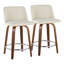 Tabouret de comptoir à hauteur fixe de 26 po avec pieds en bois cintré et repose-pieds rond Thea-1366328643-1365734578